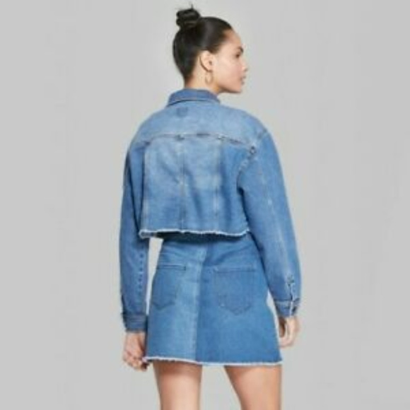 wild fable Jackets & Blazers - Wild Fable Distressed Jean Jacket  Cropped XL